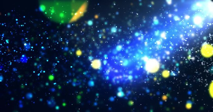 Bluish underwater like translucent AWARD SHOW SPOTLIGHT STAGE PODIUM 4K DUST.  Light rays falling shiny gold rain slowly moving particles. Shimmering empty dais for awards music theatre, and videos. 