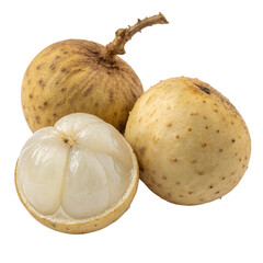 A whole duku fruit isolated on a transparent background
