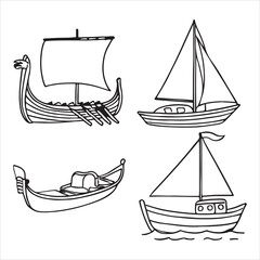 Clean Flat Design Boat Illustration Vector Icon, An Isolated Sailing Vessel Representing Ocean Adventure and Summer Travel in a Minimalist Digital Style.