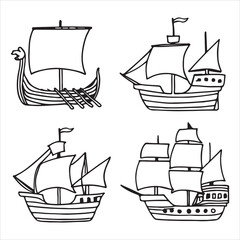 Minimalist Ocean Transportation Graphic in Flat Design Vector Style, This Sailing Boat Illustration Vector Embodies Travel Adventure and Summer Nautical Themes.