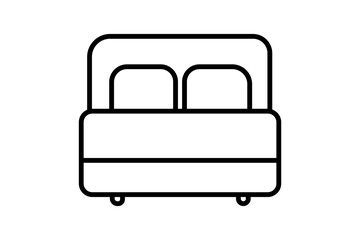 Double bed icon. bedroom icon . suitable for web site, app, user interfaces, printable etc. line icon style. simple vector design editable