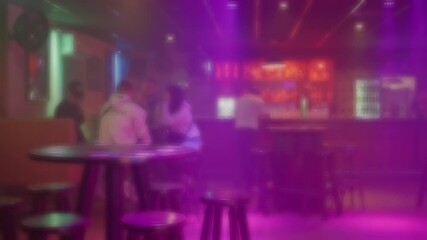 neon nightlife ambiance, inside nightclub with colorful neon illumination and friends chatting, lively nightclub interior brimming with neon glow as friends share conversation and laughter - Powered by Adobe