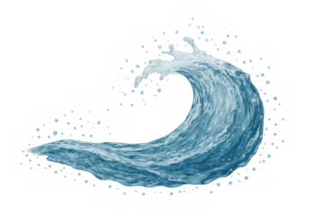 Water wave splashing, clean transparent liquid flowing, aqua fluid stream motion, clear fresh drink on blank background
