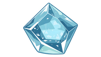 A stunning faceted light blue crystal gem with sharp edges and internal sparkle isolated on transparent background