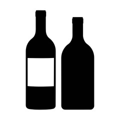 Wine bottles vector illustration, black and white wine bottle graphic, alcohol beverage design element