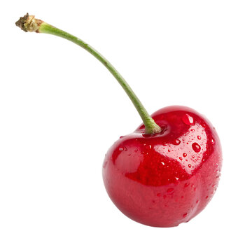 A whole maraschino cherry isolated on a transparent background
