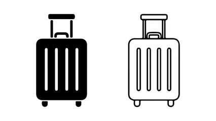 Suitcases with outline and solid fill with transparent background