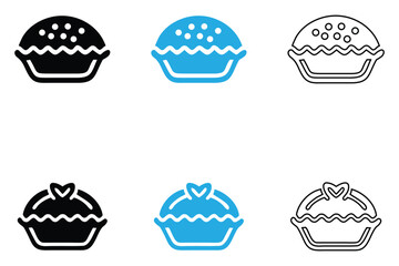 apple pie, pumpkin pie vector icon, pie vector illustration, silhouette and line art