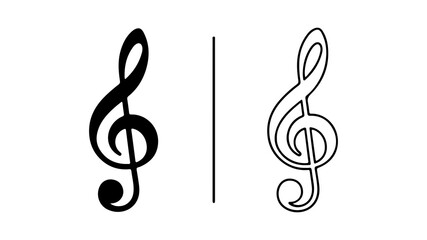 Fototapeta premium Treble clef and musical note with transparent background