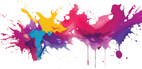 Abstract Artistic Splash of Multicolor Paint Explosion Featuring Vibrant Red, Yellow, Blue, and Purple Pigments Creating Dynamic Creative Motion and Fluid Texture for Modern Digital Art Background