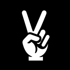 Obraz premium Black and White Vector Silhouette of Peace Hand Emoji