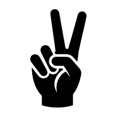 Obraz premium Black and White Vector Silhouette of Peace Hand Emoji