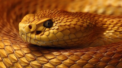 Obraz premium Close up of coiled serpent's textured scales and intense gaze.