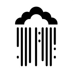 Black and White Vector Silhouette of Cloud with Rain Emoji