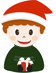 boy in santa hat