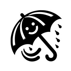 Black and White Vector Silhouette of Umbrella Emoji