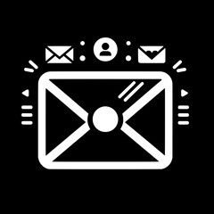 Black and White Vector Silhouette of Envelope Emoji