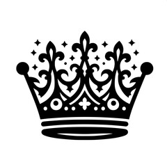 Black and White Vector Silhouette of Crown Emoji