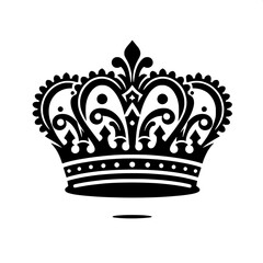 Black and White Vector Silhouette of Crown Emoji