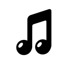 Black and White Vector Silhouette of Musical Note Emoji