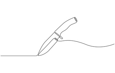 Obraz premium Continuous one line drawing Knife on transparent background.