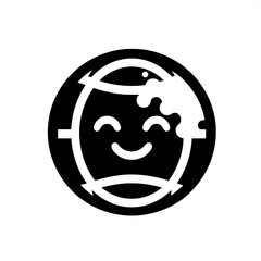 Black and White Vector Silhouette of Globe Emoji