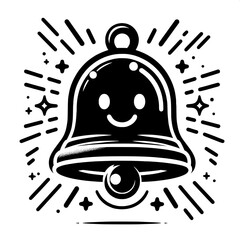 Black and White Vector Silhouette of Bell Emoji