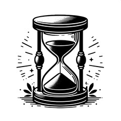 Black and White Vector Silhouette of Hourglass Done Emoji