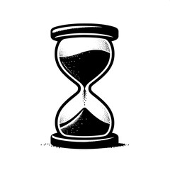 Black and White Vector Silhouette of Hourglass Done Emoji
