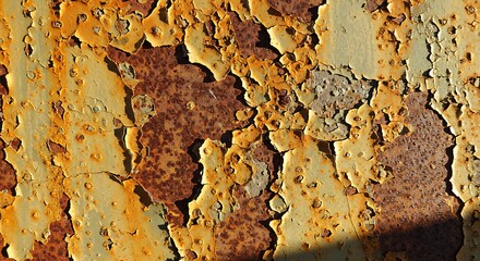 Decaying Metal Surface: A Symphony of Rust and Peeling Paint Textures