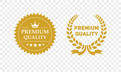 Golden premium quality badge vector – luxury label and award emblem design
