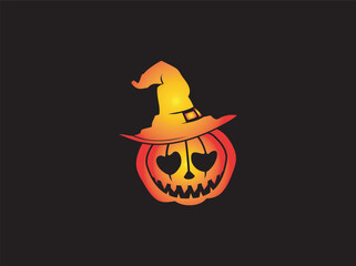 halloween pumpkin wearing a witch hat