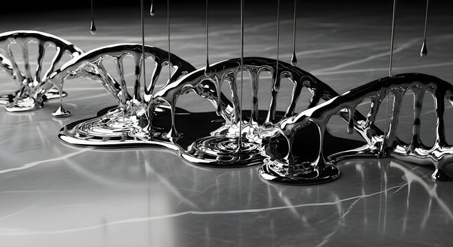 DNA Strand with Silver Liquid Appearance - Powered by Adobe