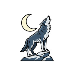 Wolf with cluster moon