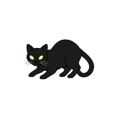 Black cat with glowing eyes