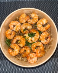 Fried shrimp with rice