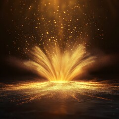 Golden light eruption, dark background, magical scene, fantasy art, ideal for backgrounds