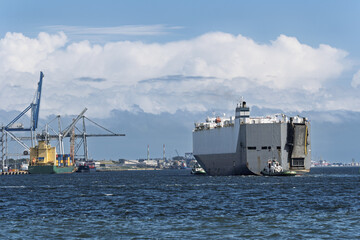Large Cargo Ship Near Port