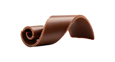 Delicious chocolate curl isolated on transparent background for dessert decoration