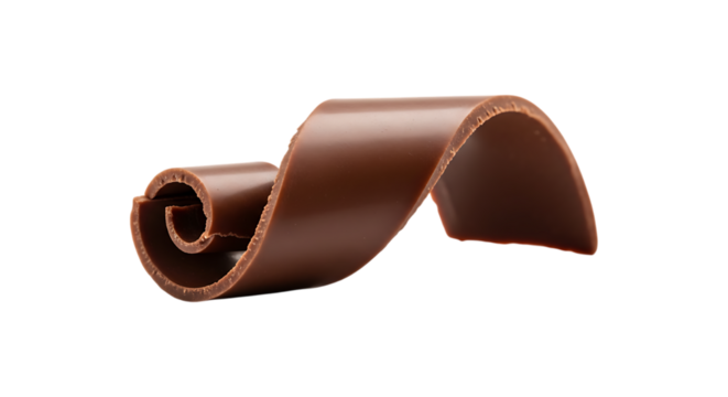Delicious chocolate curl isolated on transparent background for dessert decoration