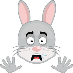 vector illustration emoticon character face rabbit rodent animal, with an expression of scare and horror
