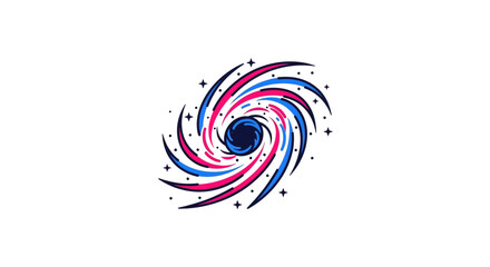 cosmic black hole vortex with pink and blue spirals swirling stardust celestial event perfect for space exploration and astrophysics articles.
