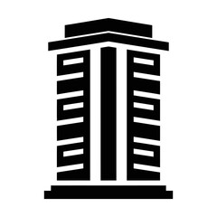 Stylized Black Building Silhouette with Geometric Lines and Shape