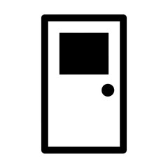Minimalist Black and White Door Icon with Rectangular Panel and Round Knob