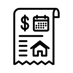 Minimalist Outline Icon of Financial Document with House and Calendar