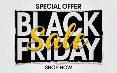 A minimalist Black Friday sale advertisement design with a white background. The text "SPECIAL OFFER" is at the top in black uppercase letters. 