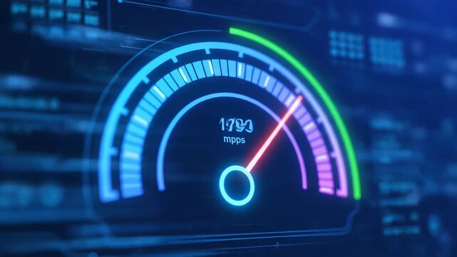 Speedometer Display Showing Data Transfer Rate in Modern Technology