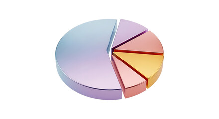 Fototapeta premium Colorful pie chart isolated on transparent background for business presentation