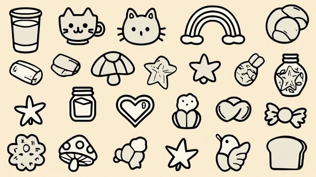 Cartoon doodle collection various objects icons and symbols in vector style