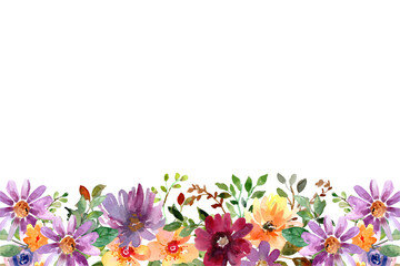 Watercolor flowers background vector for design.